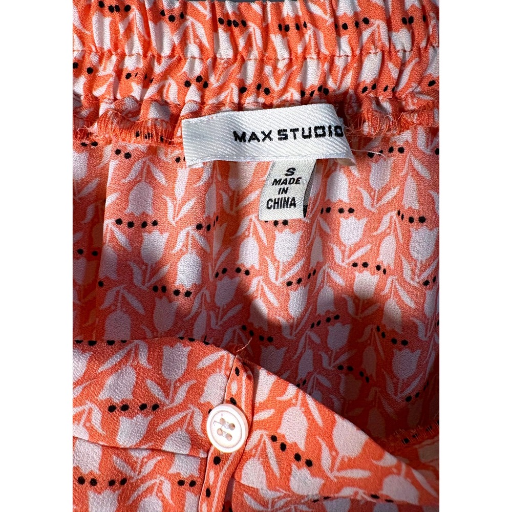 MAX STUDIO Tiered Maxi Skirt Coral Floral Print Women's Size S - Picture 6 of 7